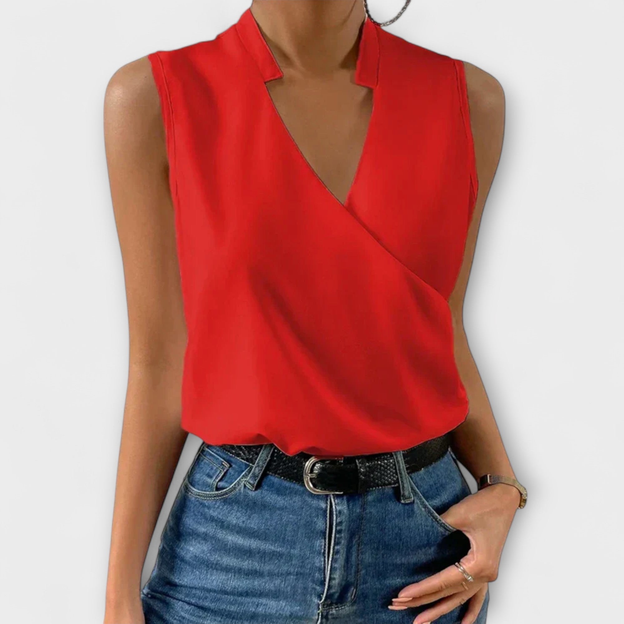 V-Neck Sleeveless Wrap Top