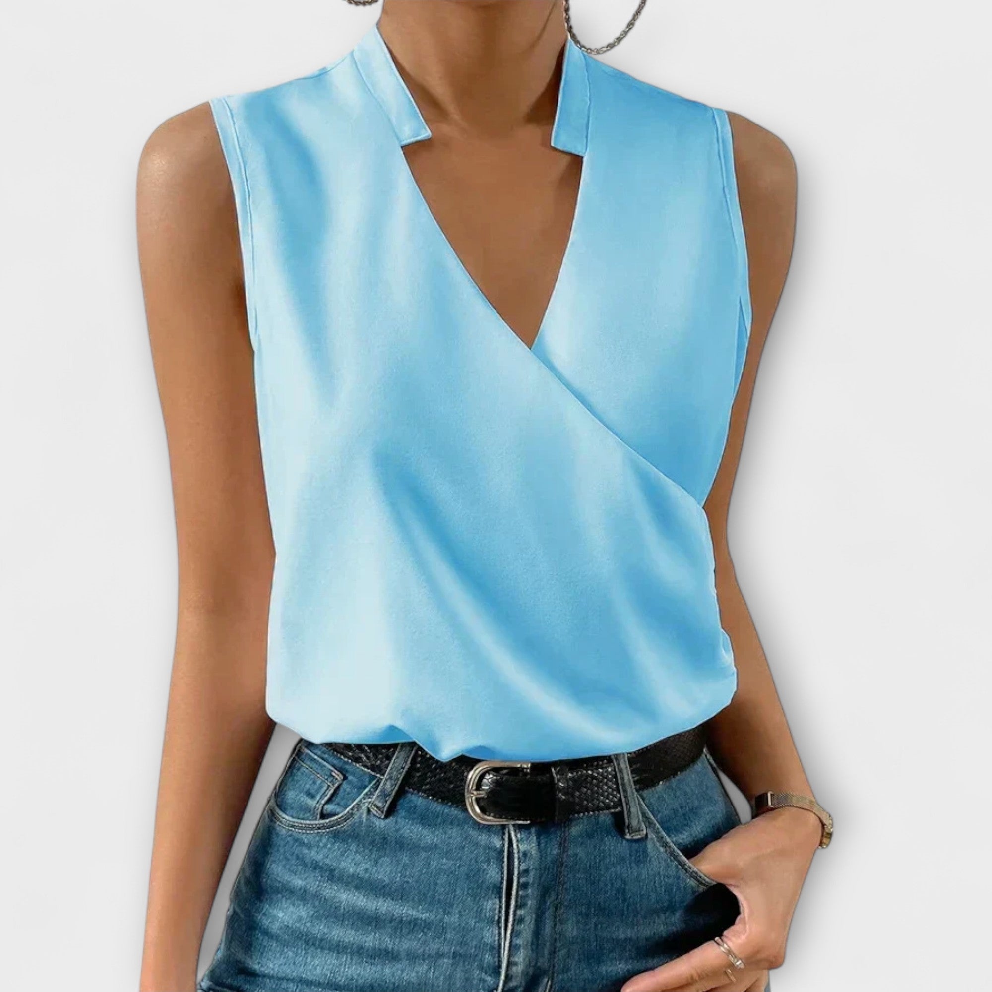 V-Neck Sleeveless Wrap Top