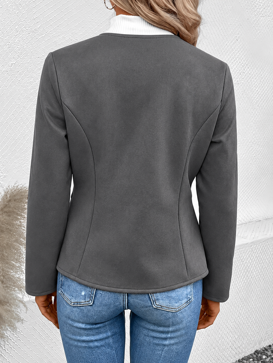 Women's Fitted Jacket with Zipper Closure and Zip Up Style