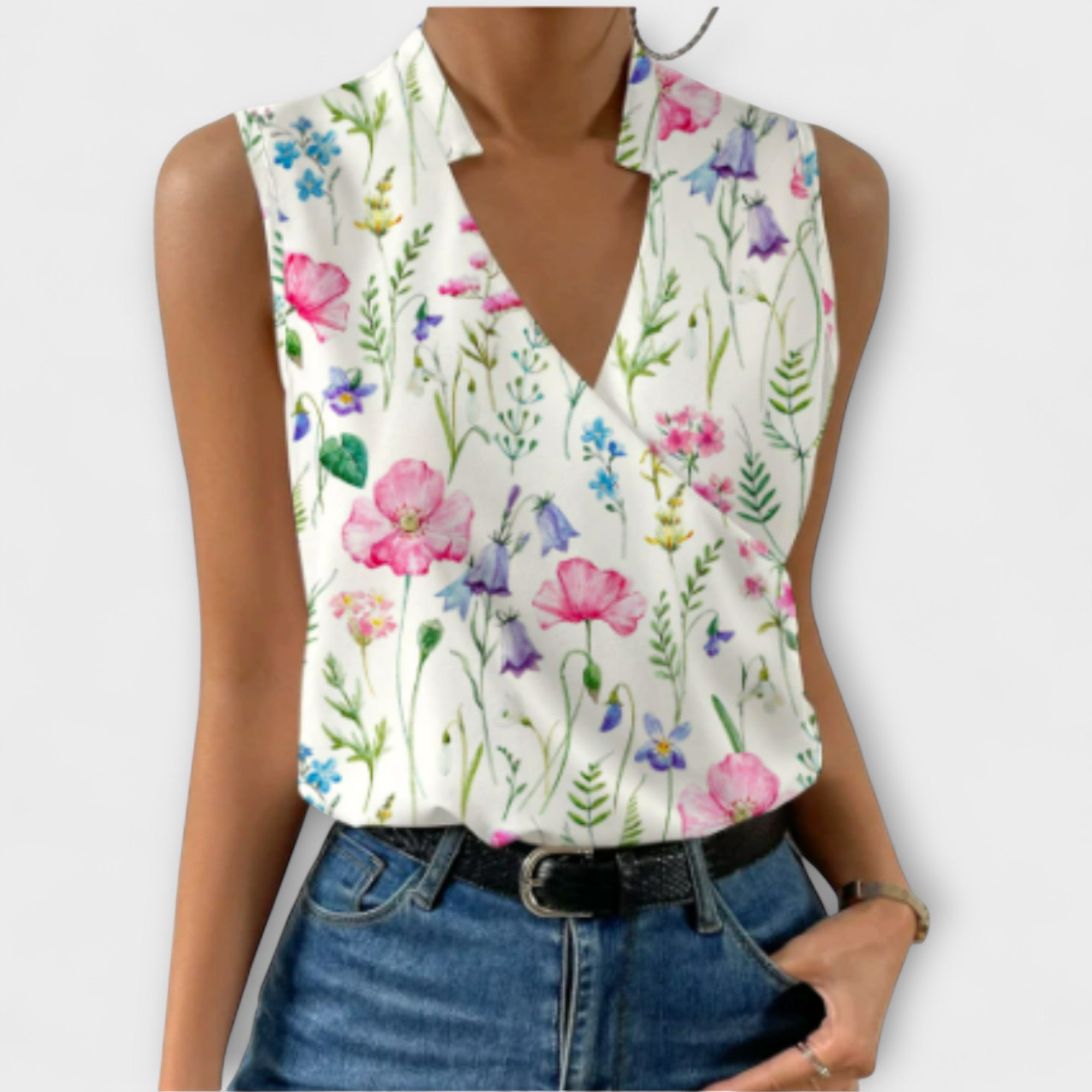 V-Neck Sleeveless Wrap Top