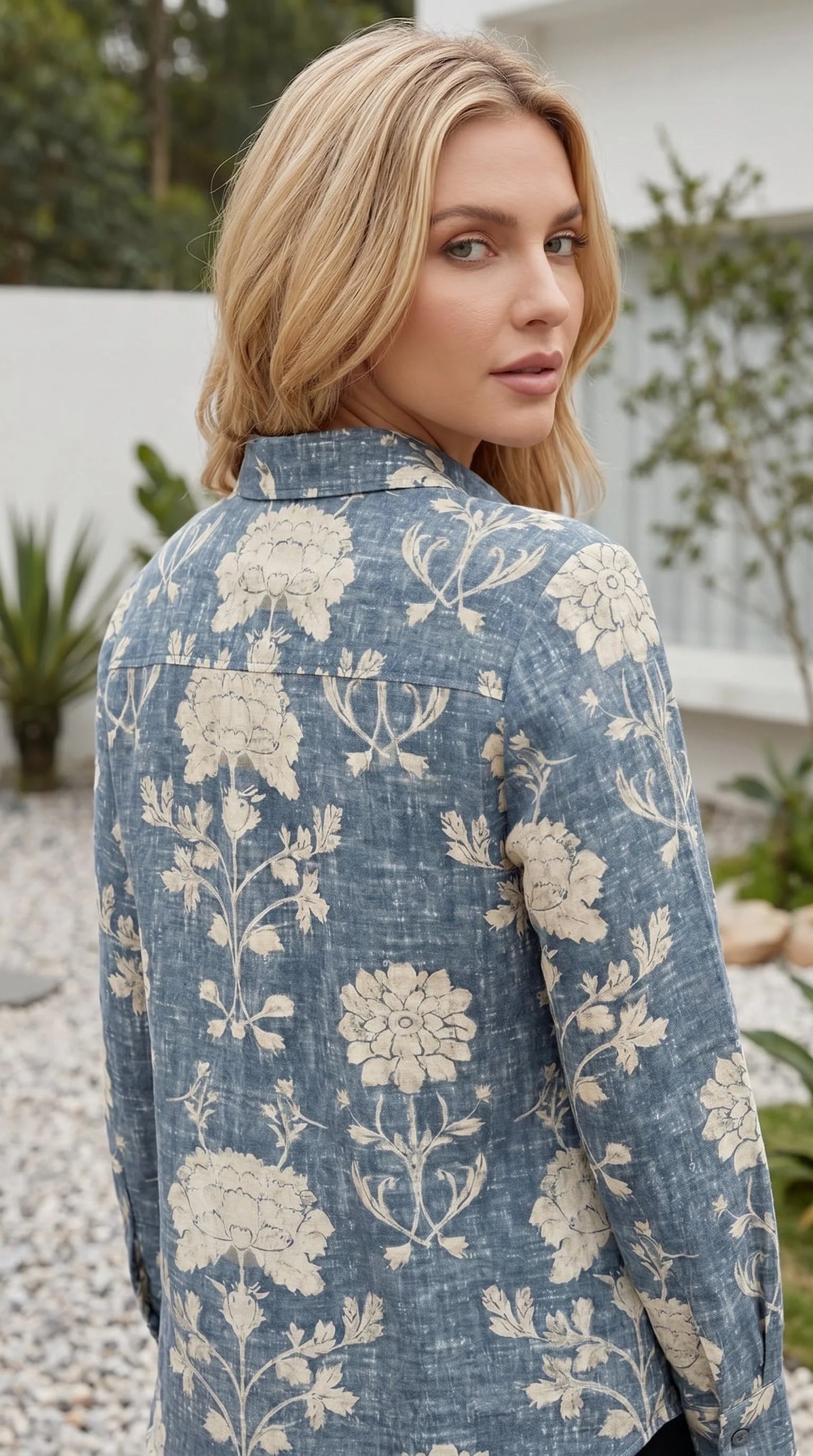Long Sleeve Printed Button-Up Shirt