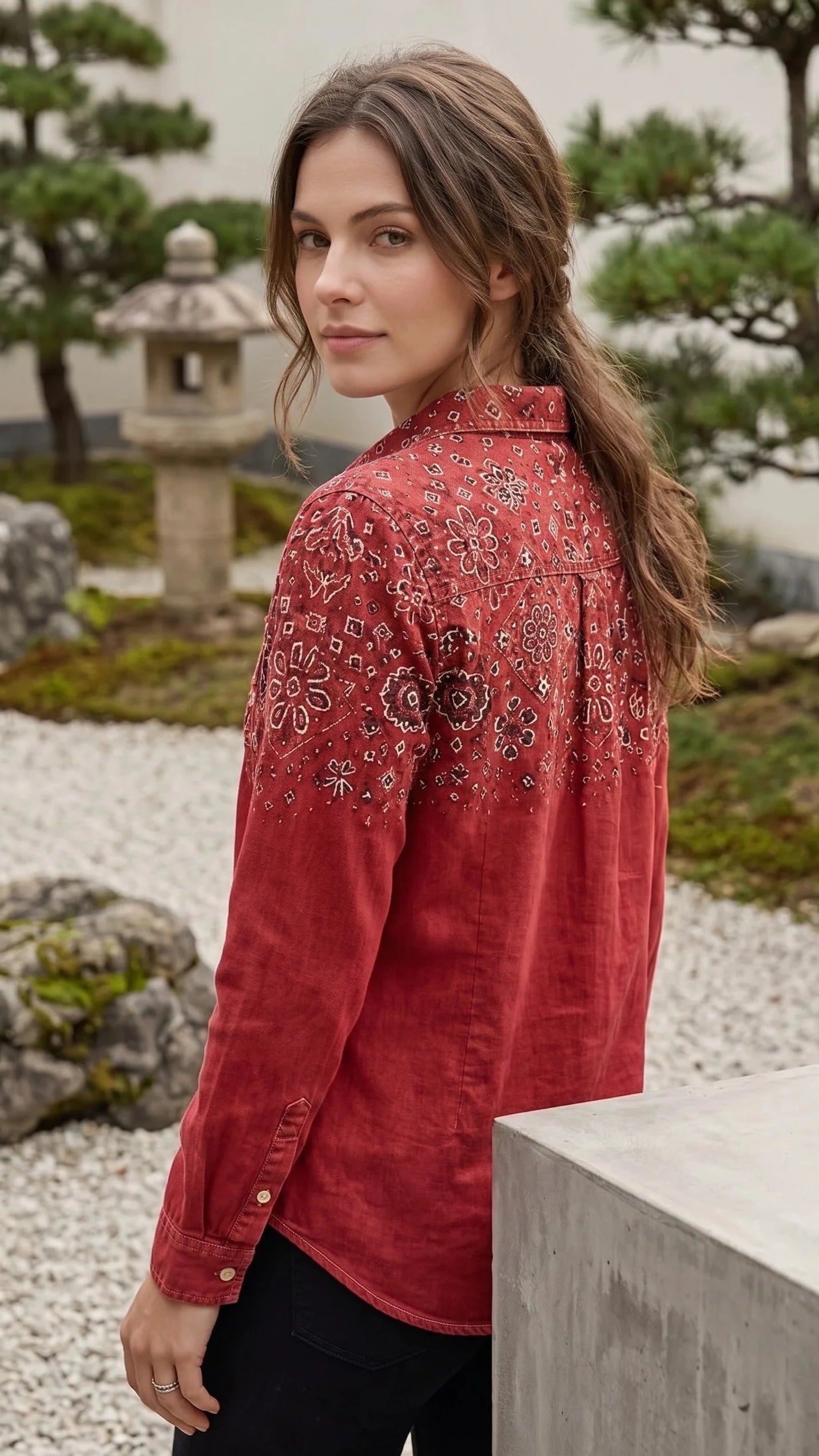 Long Sleeve Printed Button-Up Shirt