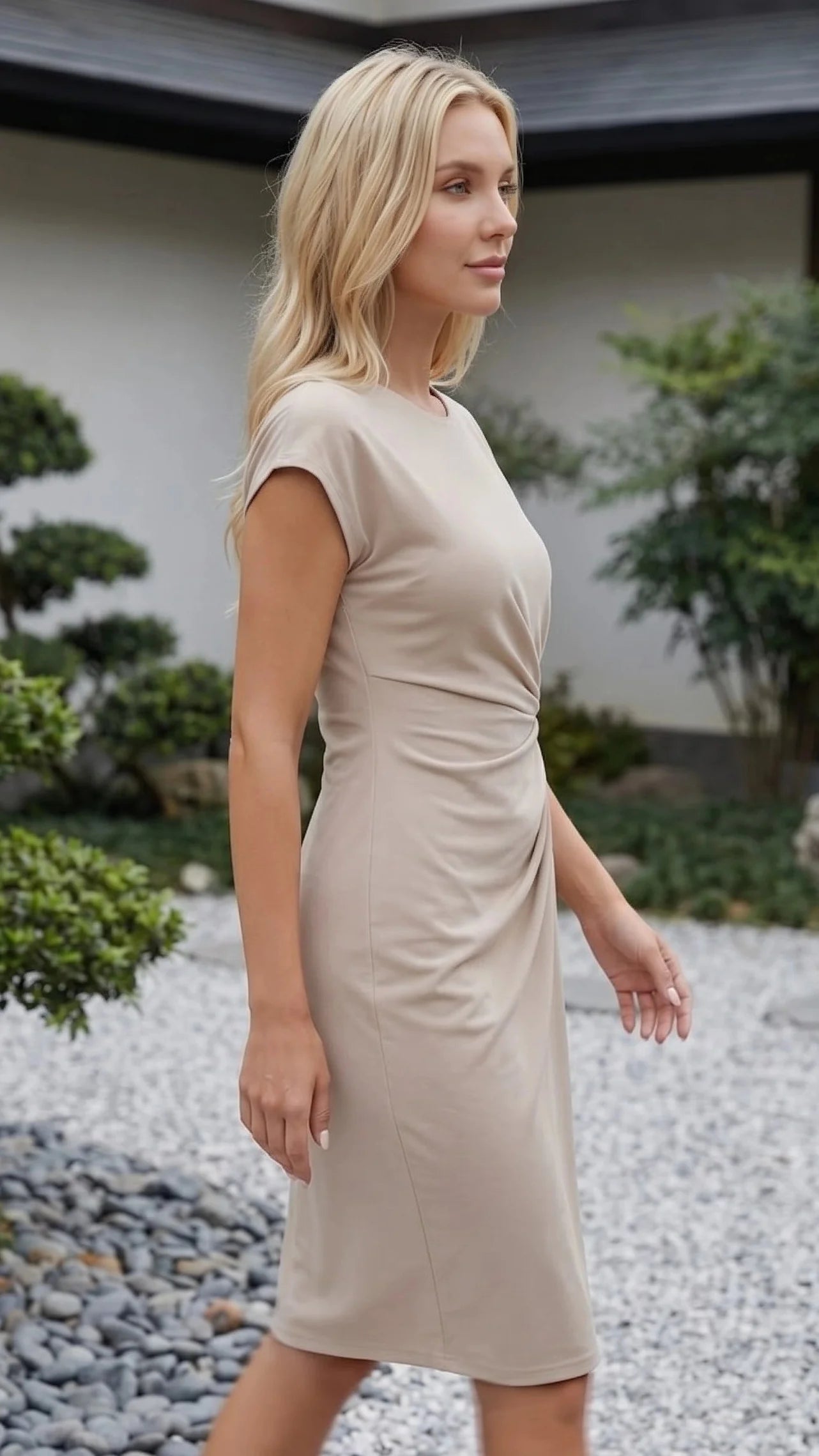 Cap Sleeve Ruched Bodycon Dress