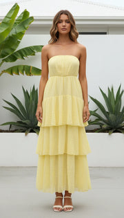 Strapless Maxi Dress with Tiered Skirt Wedding Guest Attire