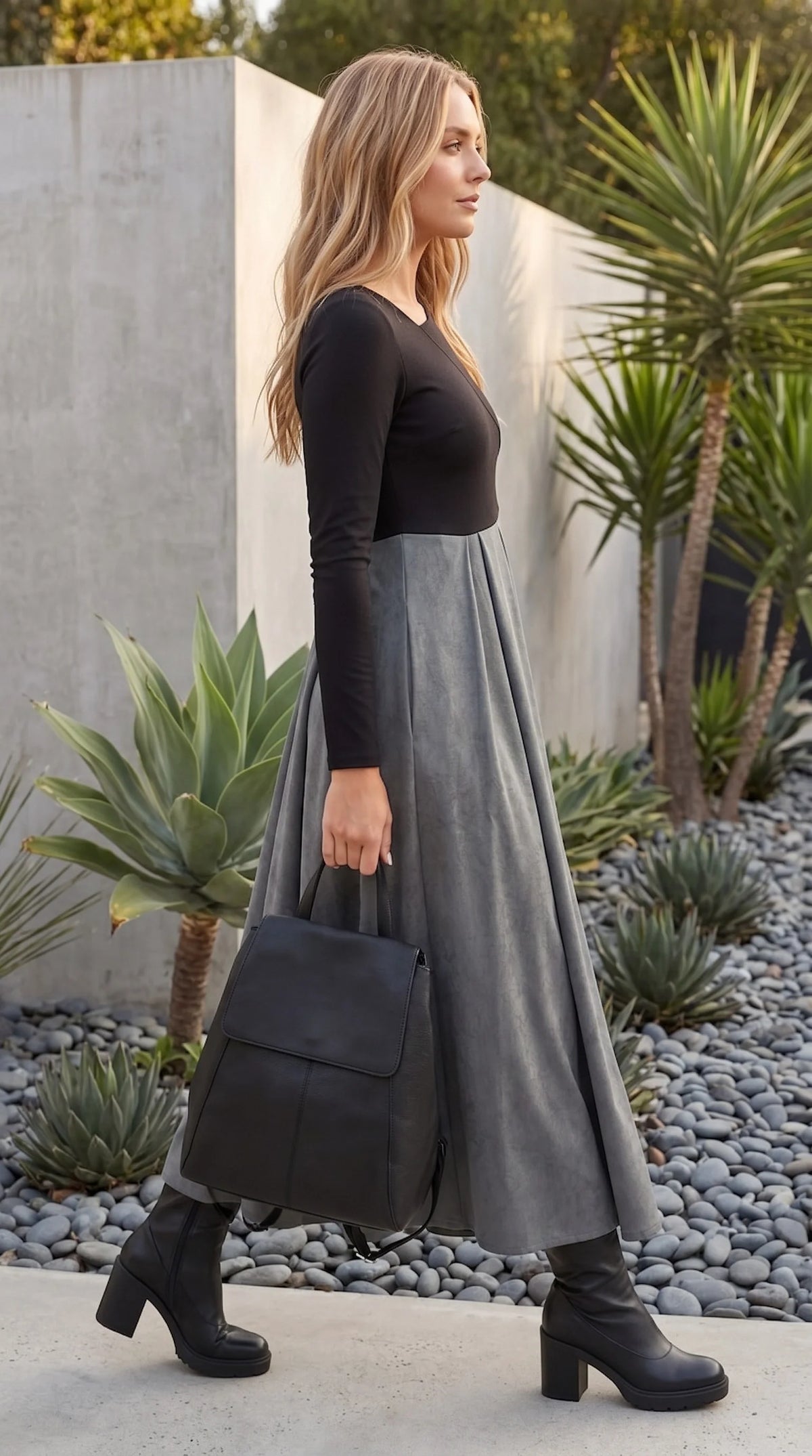 Asymmetrical Waist Maxi Dress