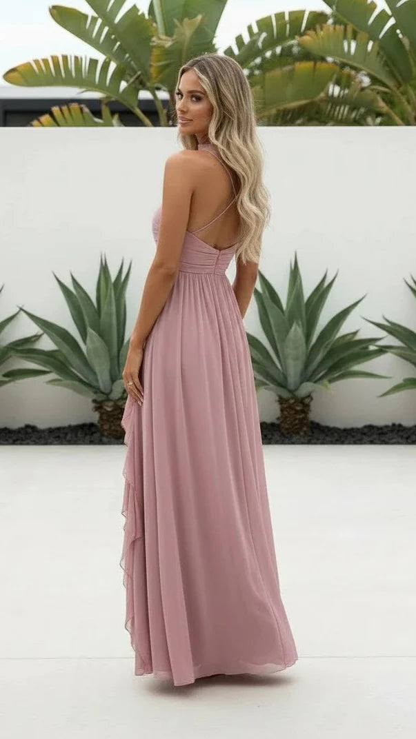 Tiered Ruffle Maxi Dress with Ruched Bodice