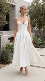 Strapless Sweetheart Midi Dress with Corset