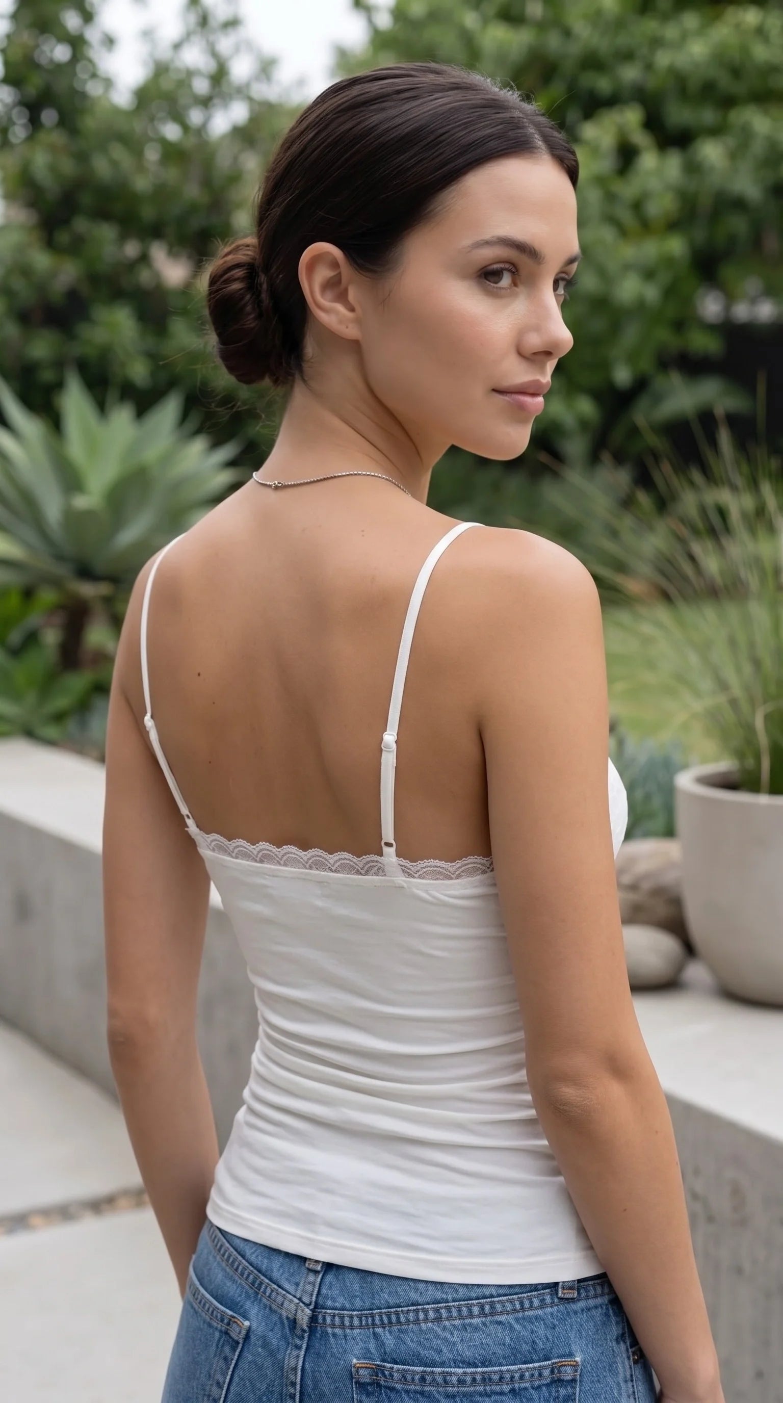 Lace Trim Spaghetti Strap Top