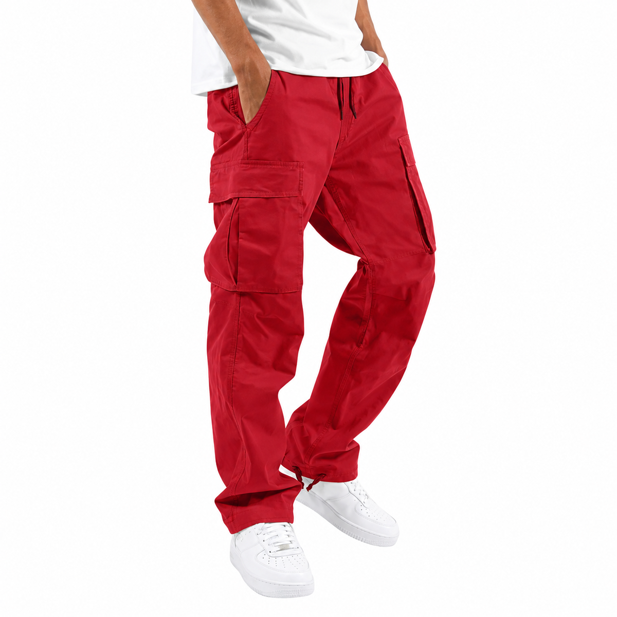 Men's Casual Cargo Pants with Durable Fabric and Multiple Pockets