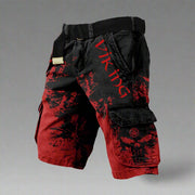 Belted Cargo Shorts with Bold Print Denim Style