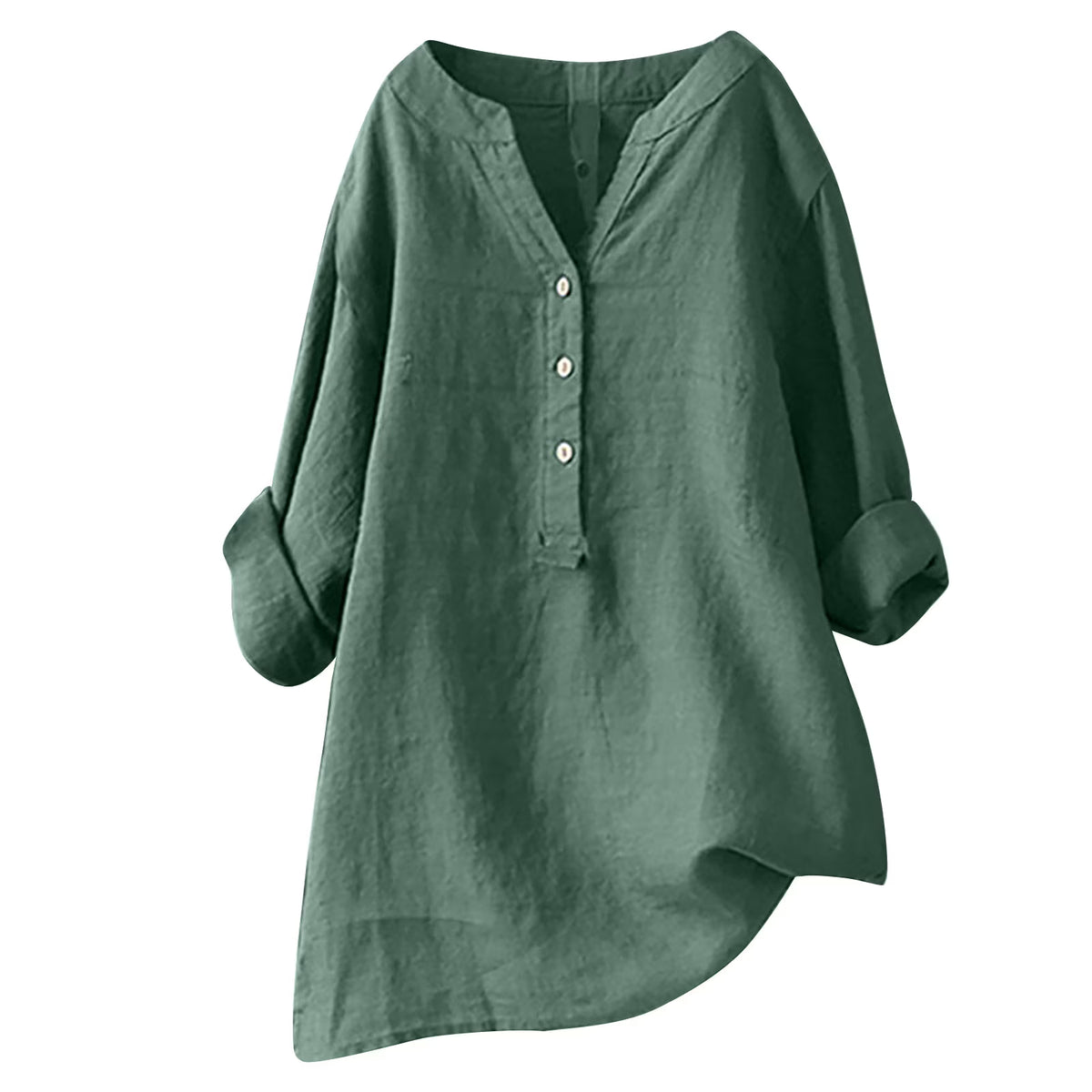 Soft V-Neck Buttoned Tunic Casual Workwear