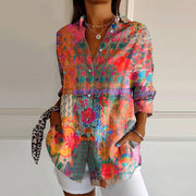 Boho Print Button-Up Blouse