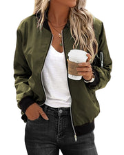 Bomber Jacket with Zipper Pockets Relaxed Fit Outfits Wedding Guest
