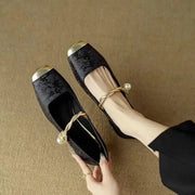 Braided Pearl Strap Mary Jane Shoes Designer Casual Wear