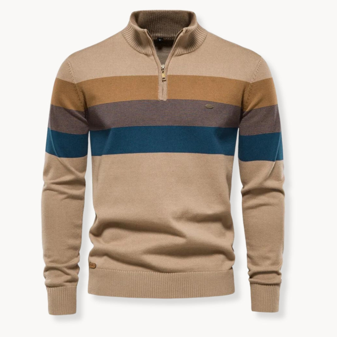 Dos du pull homme à coupe ajustée et motif color-block