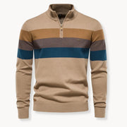 Breathable Knit Quarter Zip Color Block Sweater with Stand Collar for Men