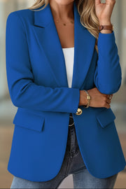 Breathable Relaxed Blazer with Flap Pockets and Open Front for Women