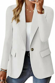 Breathable Relaxed Blazer with Flap Pockets and Open Front for Women