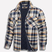 Brushed Cotton Flannel Plaid Shirt with Full Button Front for Men