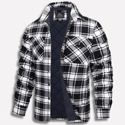 Brushed Cotton Flannel Plaid Shirt with Full Button Front for Men