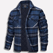 Brushed Cotton Flannel Plaid Shirt with Full Button Front for Men
