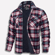 Brushed Cotton Flannel Plaid Shirt with Full Button Front for Men