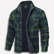 Brushed Cotton Flannel Plaid Shirt with Full Button Front for Men