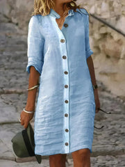 Button-Down Linen Midi Dress Style Casual Wear Every Occasion