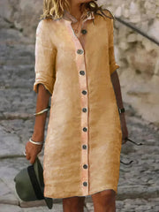 Button-Down Linen Midi Dress Style Casual Wear Every Occasion
