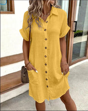 Button-Down Polo Dress Style Bridal Guest Option Pockets Breathable Lightweight