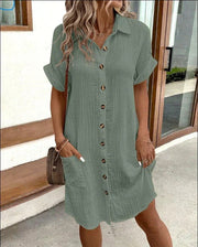 Button-Down Polo Dress Style Bridal Guest Option Pockets Breathable Lightweight