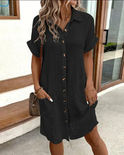 Button-Down Polo Dress Style Bridal Guest Option Pockets Breathable Lightweight