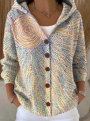 Button Hooded Sweater with Unique Patterns Style Casual Wear Breathable