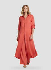 Button-Up Long Blouse Set