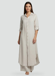 Button-Up Long Blouse Set