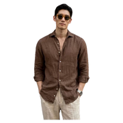 Linen Long Sleeve Shirt for Men with Relaxed Fit for Business Casual