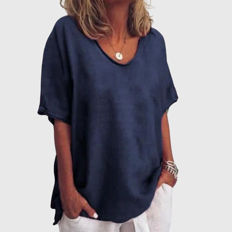 Relaxed Scoop Neck Linen Top