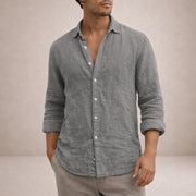 Casual Linen Long Sleeve Shirt Lightweight Wear Summer Wedding Guest Breathable