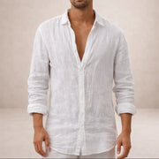 Casual Linen Long Sleeve Shirt Lightweight Wear Summer Wedding Guest Breathable