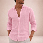 Casual Linen Long Sleeve Shirt Lightweight Wear Summer Wedding Guest Breathable