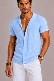 Casual Linen Short Sleeve Shirt for Men with Breathable Comfort