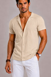 Casual Linen Short Sleeve Shirt for Men with Breathable Comfort