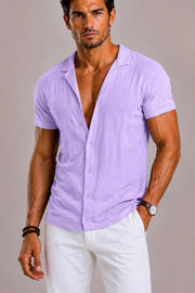 Casual Linen Short Sleeve Shirt for Men with Breathable Comfort