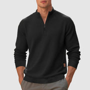 Casual Waffle Knit Quarter Zip Pullover Sweater for Women