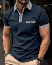 Checkered Collar Polo Shirt Casual Wear Breathable