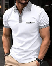 Checkered Collar Polo Shirt Casual Wear Breathable