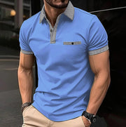 Checkered Collar Polo Shirt Casual Wear Breathable