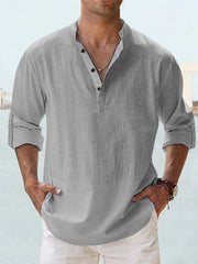 Classic Button-Up Linen Shirt Casual Wear Breathable