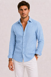 Classic Linen Long Sleeve Shirt for Men's Business Casual Wear