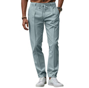 Classic Men's Elastic-Waist Trousers with Drawstring for Comfort